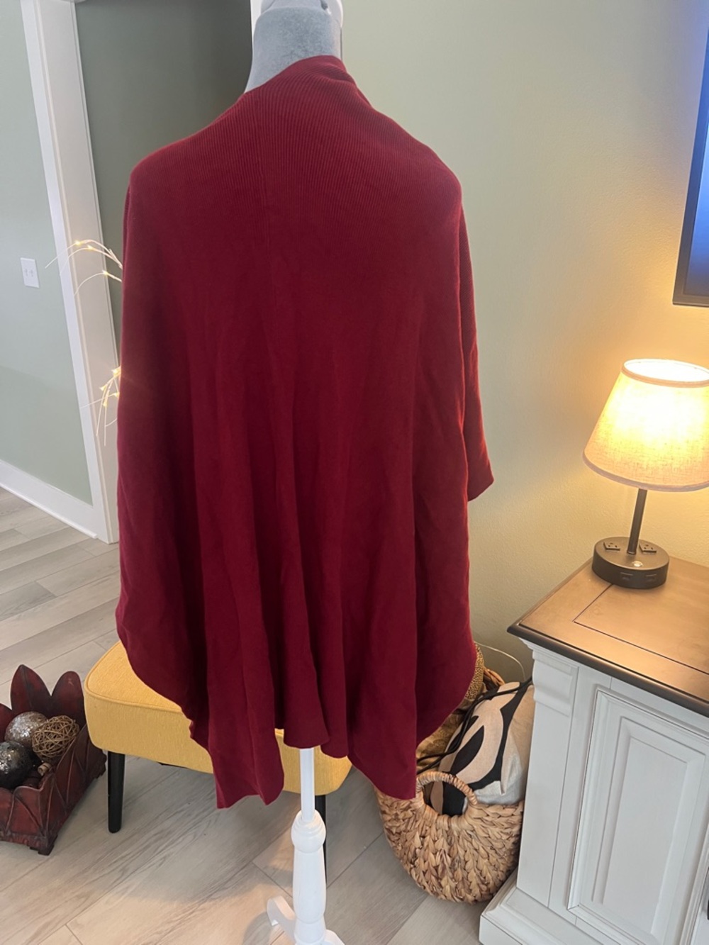 Soft Surroundings Burgundy Wrap Cape - Picture 2 of 4